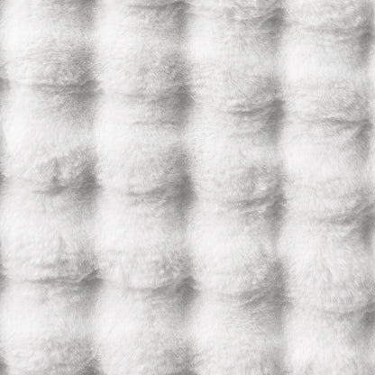Close-up of the Armida 160cm Round Fluffy Faux Fur Bubble Rug in White, showcasing its dense, tufted, faux-fur texture with soft, clustered waves, highlighting luxurious, plush comfort.