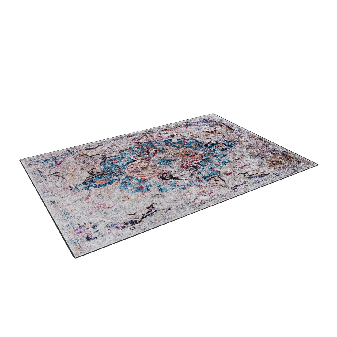 Arwani 160x230cm Medium Traditional Persian Indoor Rug features a distressed medallion pattern with muted tones, adding vintage elegance. Ideal for living rooms, it offers a soft, luxurious feel and anti-slip backing.