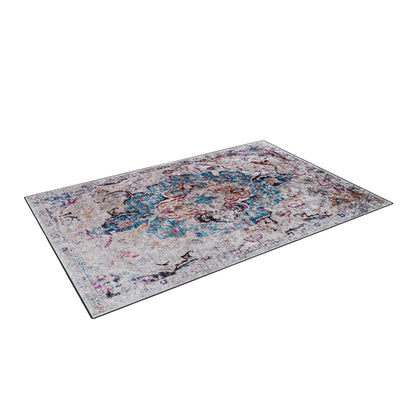 Arwani 160x230cm Medium Traditional Persian Indoor Rug features a distressed medallion pattern with muted tones, adding vintage elegance. Ideal for living rooms, it offers a soft, luxurious feel and anti-slip backing.