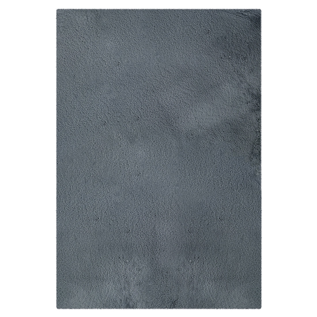 Azaliya Dark Grey Faux Rabbit Fur Rug 120x180cm features a soft, short-pile texture. Laid flat, this rectangular rug showcases plush, luxurious faux fur suitable for modern and minimalist interiors.