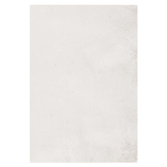 Azaliya Cream White Faux Rabbit Fur Rug 120x180cm, featuring a plain, textured, off-white surface resembling a luxurious, minimalist floor rug, ideal for adding comfort and style to any room.
