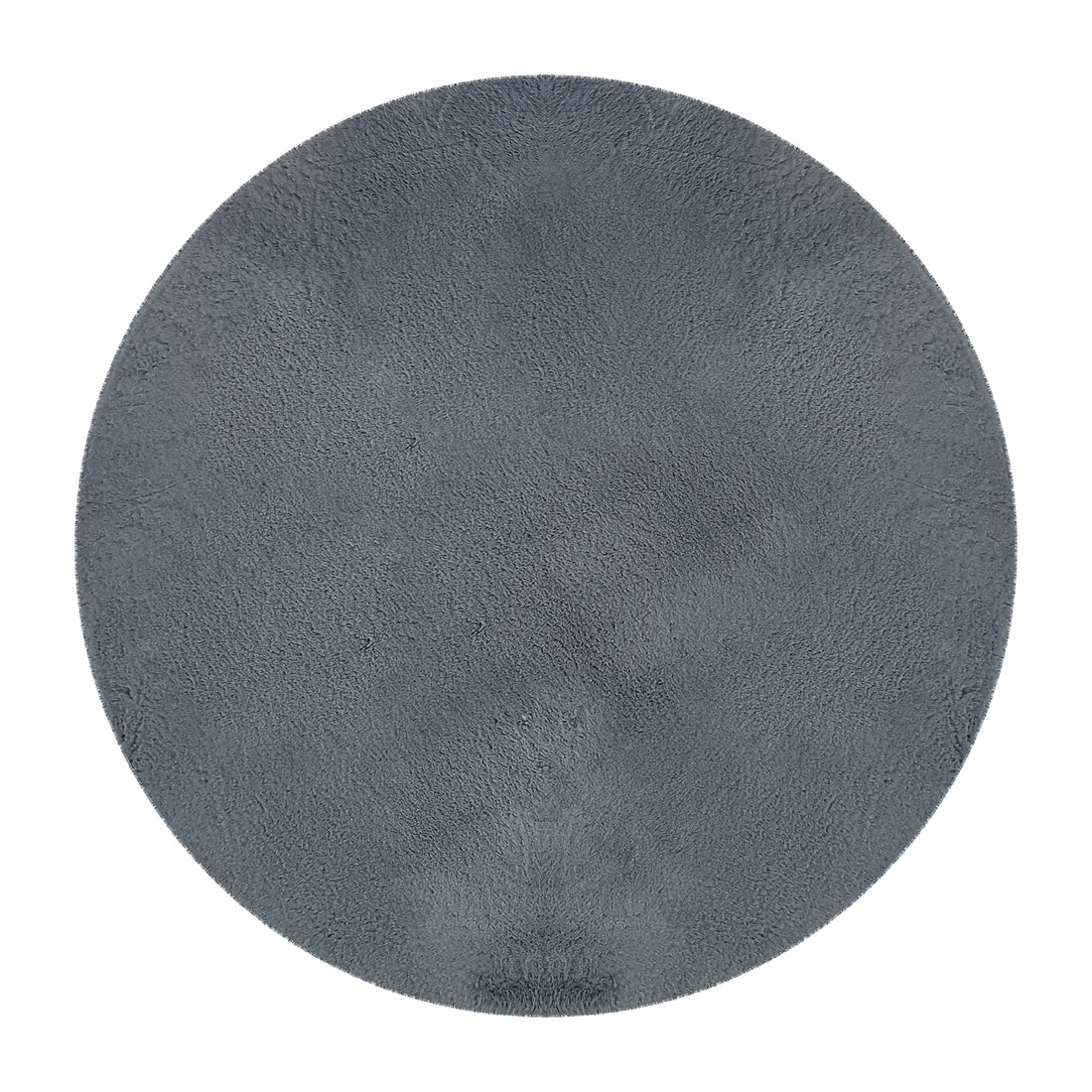 Azaliya Dark Grey Round Faux Rabbit Fur Rug 160cm, featuring a plush, shaggy pile and slate-gray color, ideal for adding luxury and comfort to modern, minimalist spaces.