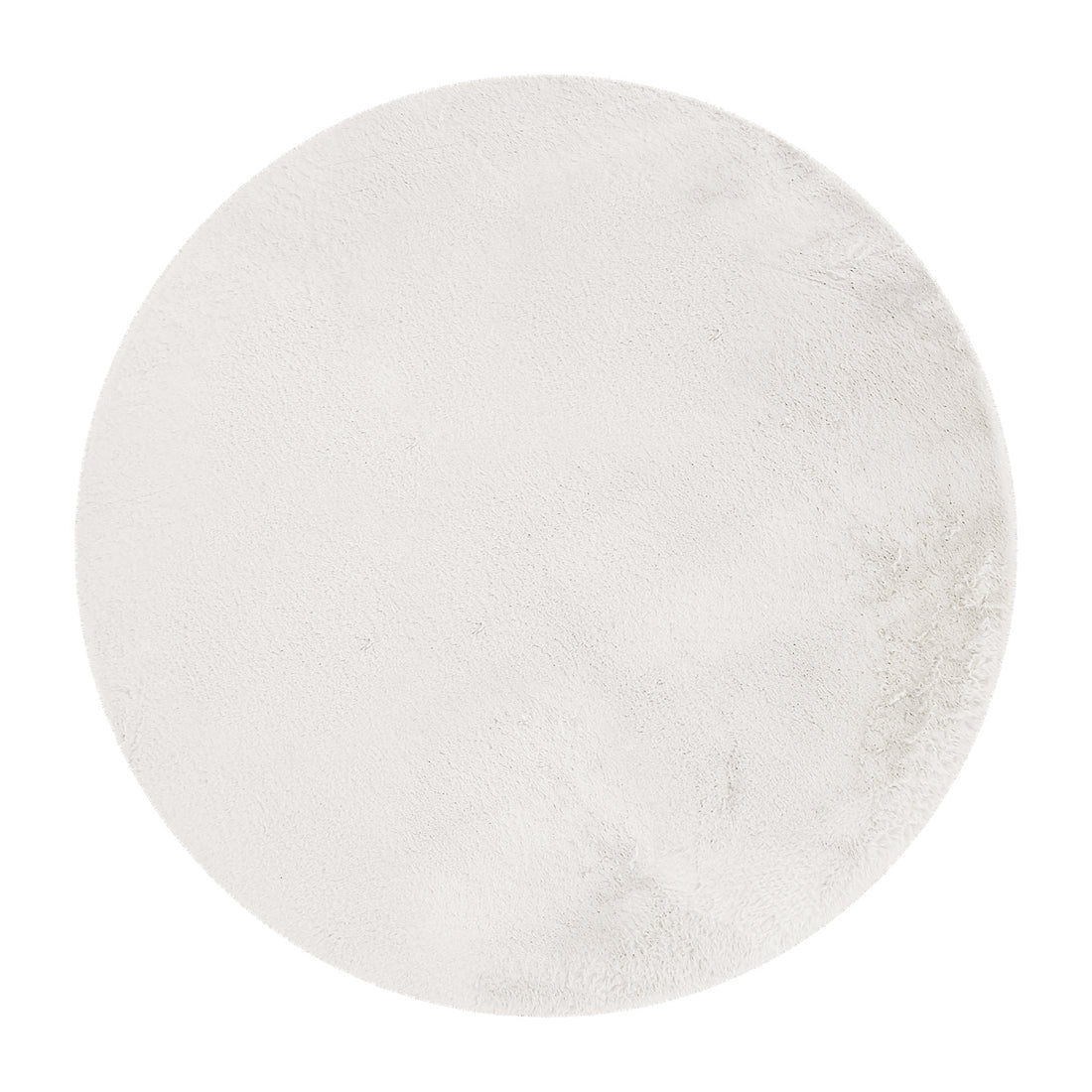 Azaliya 160x160cm Faux Rabbit Fur Floor Rug in Cream White, round and plush with a shag-style texture, exemplifying a modern minimalist design, perfect for enhancing the elegance and comfort of any room.