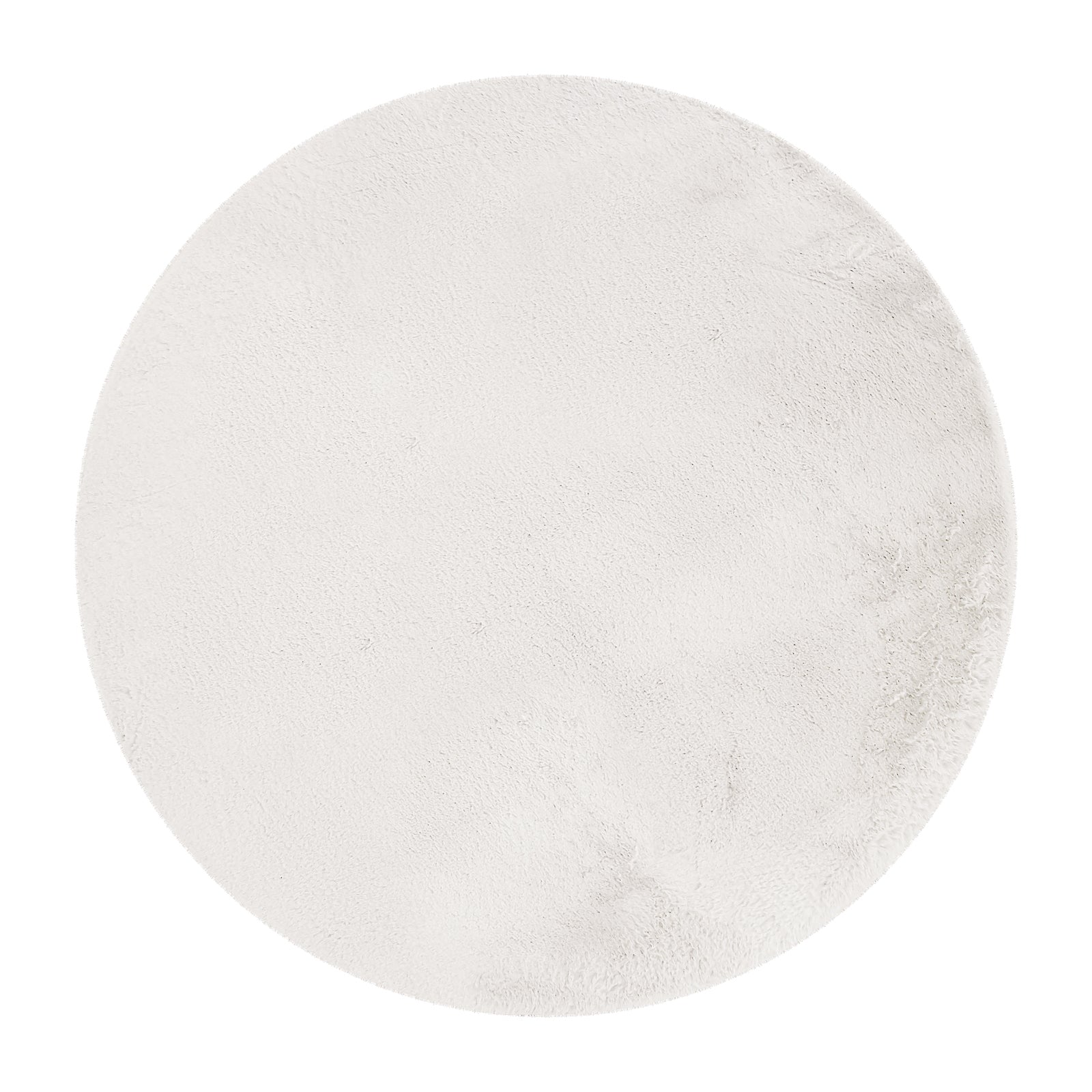 Azaliya 160x160cm Faux Rabbit Fur Floor Rug in Cream White, round and plush with a shag-style texture, exemplifying a modern minimalist design, perfect for enhancing the elegance and comfort of any room.