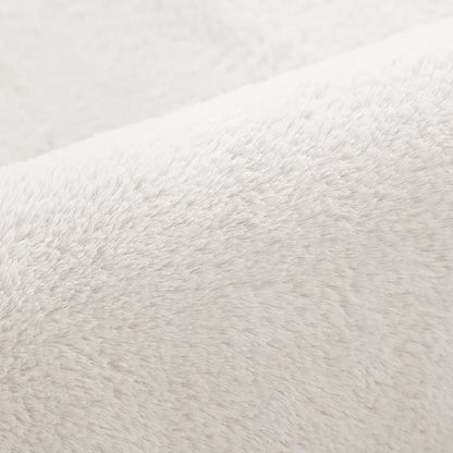 Azaliya 160x160cm Faux Rabbit Fur Floor Rug in Cream White, featuring a plush, high-pile texture resembling soft fleece, offering luxurious style and comfort for modern or minimalist interiors.