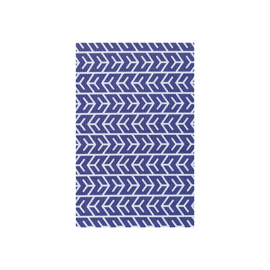 Carey 45x75cm Outdoor Doormat in White & Indigo features a repeating white chevron pattern on a blue background, showcasing an abstract design perfect for enhancing modern indoor or outdoor spaces.