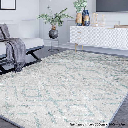 Foldvik Art Contemporary Rug 160x230cm displayed in an interior setting, showcasing its tribal-inspired pattern. The rug highlights a soft design, enhancing the room's decor with its intricate detailing.