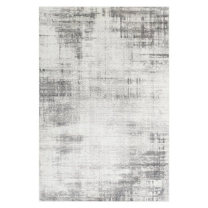 Franco 160x230cm Medium Tufted Contemporary Indoor Rug featuring an off-white base with abstract grey brush-stroke patterns, creating a modern, distressed look ideal for enhancing any living space.