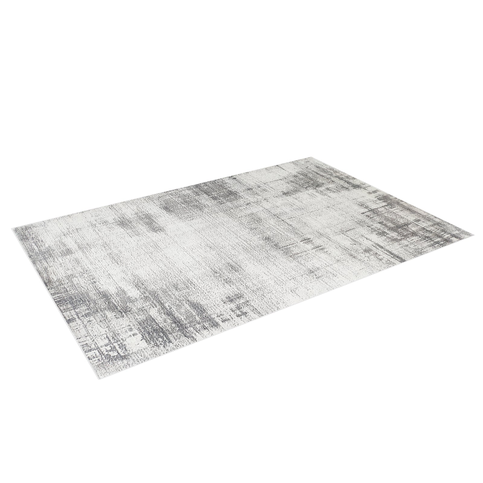 Franco 200x300cm Large Tufted Contemporary Indoor Rug featuring an off-white background with a distressed abstract gray pattern, showcasing a plush texture and modern design for stylish home decor.