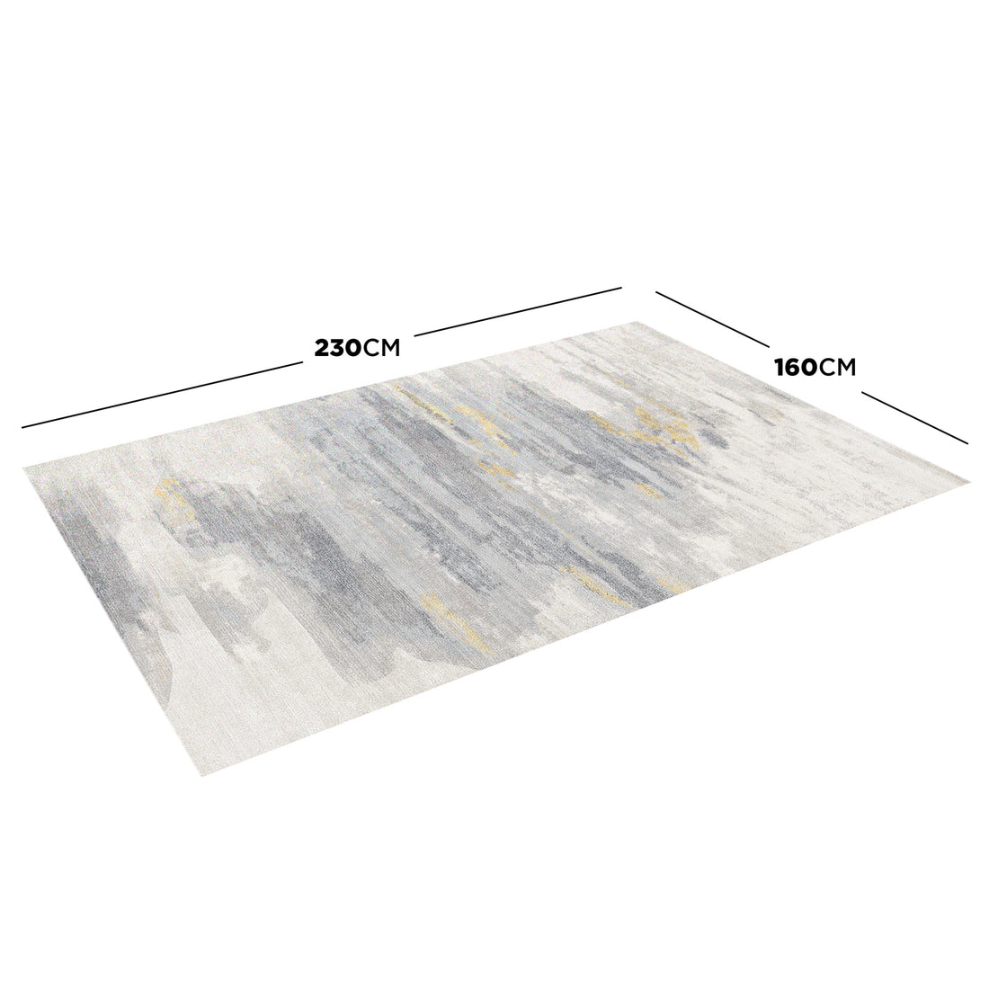 Getbo 160x230cm Medium Modern Indoor Floor Rug featuring an abstract watercolor-style pattern in grays, off-whites, and muted gold, adding a contemporary and luxurious touch to any indoor space.