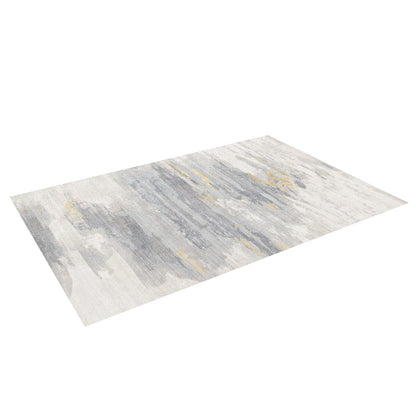 Getbo 200x300cm Large Modern Indoor Floor Rug featuring an abstract watercolor-style pattern in soft grays and off-whites with pale gold, laid flat to showcase its design.