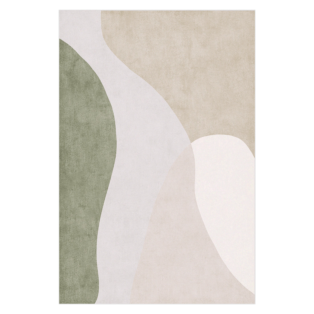 Gonas 200x300cm Large Abstract Indoor Floor Rug featuring organic shapes and smooth, curving edges in muted natural tones, creating a calm, modern minimalist aesthetic with a soft, inviting texture.