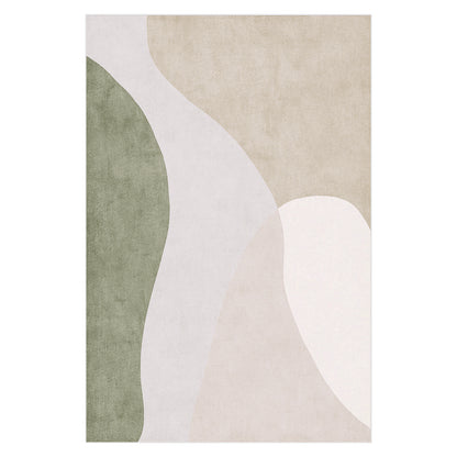 Gonas 200x300cm Large Abstract Indoor Floor Rug featuring organic shapes and smooth, curving edges in muted natural tones, creating a calm, modern minimalist aesthetic with a soft, inviting texture.