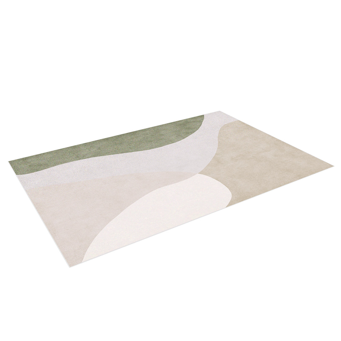Gonas 200x300cm Large Abstract Indoor Floor Rug features an organic-shaped color-block pattern in muted tones, viewed from an angled overhead perspective on a white background.