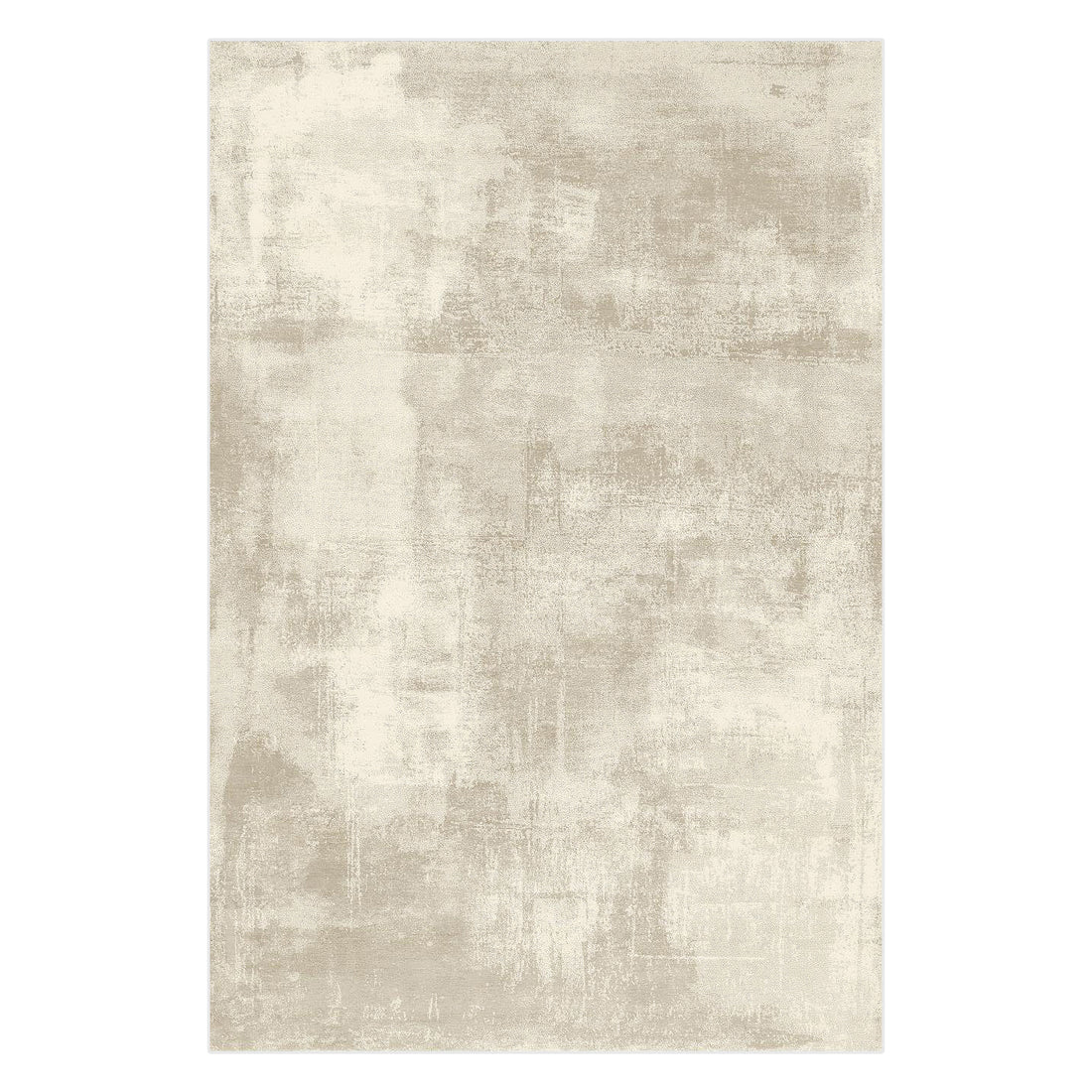 Huken Contemporary Art Rug 160x230cm features a cream and tan distressed abstract pattern, flat-laid on a white background, ideal for modern and minimalist home décor.