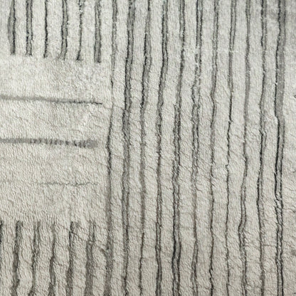 Jabeza Soft Contemporary Printed Rug 200x300cm, showcasing a close-up of its abstract, monochrome pattern, highlighting the soft 12mm pile and durable texture designed for modern home interiors.