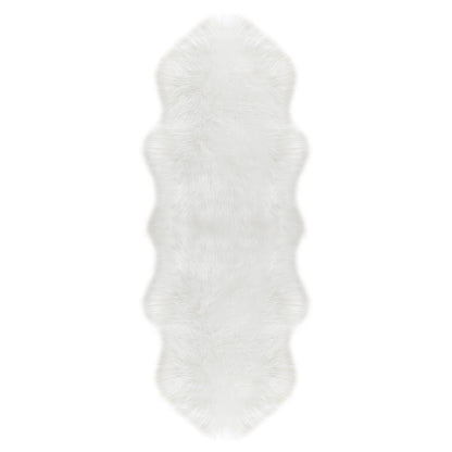 Kalina White Shaggy Fluffy Fur Rug 60x180cm, featuring a plush, long-pile texture that resembles sheepskin, laid on a plain background, showcasing its luxurious softness and inviting appearance.