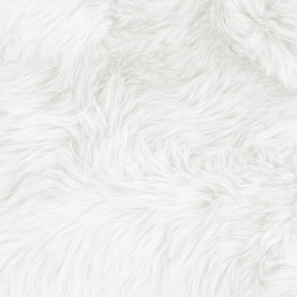 Close-up of the Kalina White Shaggy Fluffy Fur Rug 60x180cm, showcasing its plush, fur-like texture reminiscent of a soft, luxurious sheepskin, ideal for adding warmth and comfort to any space.