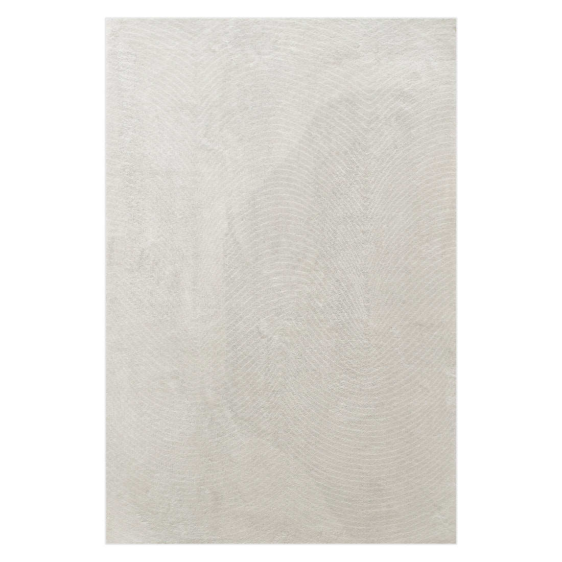 Lita 160x230cm Polyester Tufted Modern Abstract Rug featuring a light-beige textured surface with subtle swirl patterns, providing a soft, stylish addition to any room.