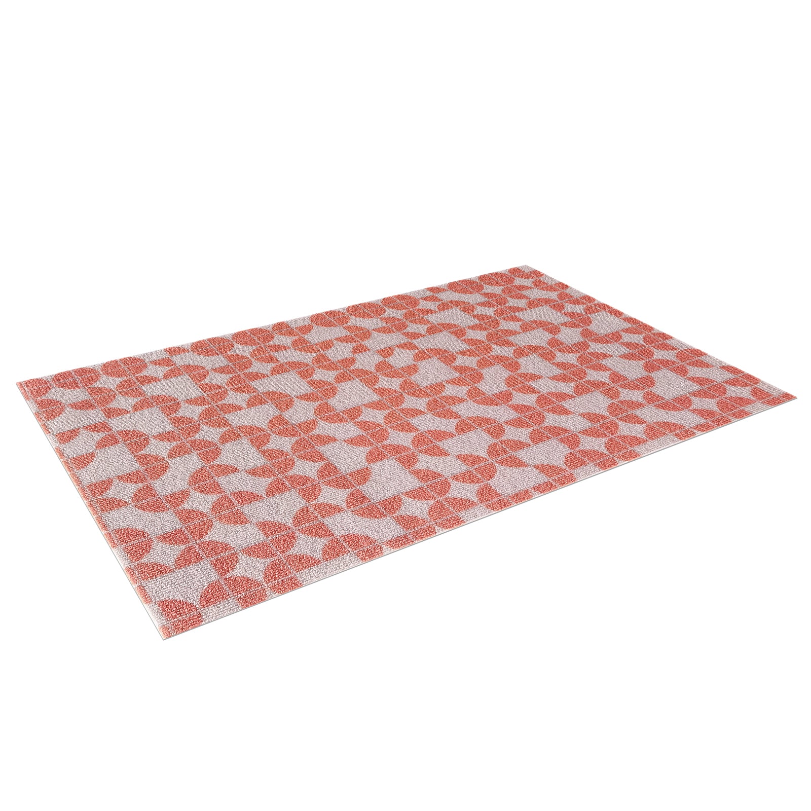 Macy 45x75cm Modern Outdoor Doormat in Light Terracotta features geometric quarter-circle patterns, creating a stylish and welcoming entrance. Perfect for modern homes, enhancing décor with its unique design.