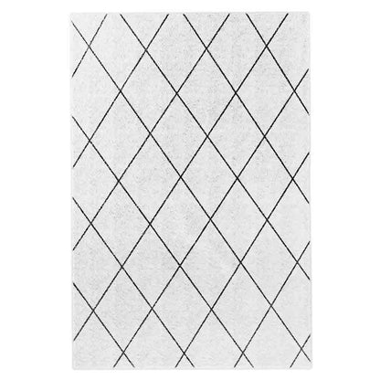 Milani 120x170cm Contemporary Printed Indoor Floor Rug featuring a Scandinavian-inspired diamond lattice pattern of crisscrossing lines, creating a modern, textured look ideal for versatile home decor.