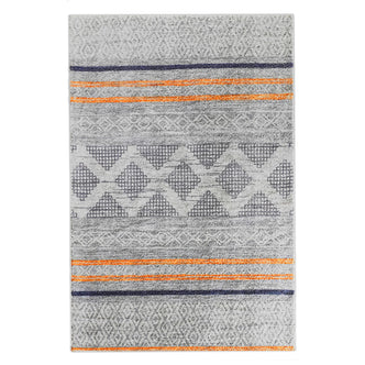 Naomi Scandinavian Style Modern Rug 120x170cm features a close-up view showcasing its intricate tribal-inspired pattern with a modern design, perfect for enhancing minimalistic or neutral home decor.