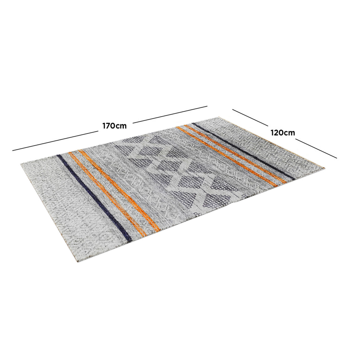 Close-up of the Naomi Scandinavian Style Modern Rug 120x170cm showcasing its intricate tribal-inspired pattern and soft texture, highlighting the high-quality, durable polyester material and anti-slip backing.