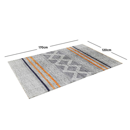 Close-up of the Naomi Scandinavian Style Modern Rug 120x170cm showcasing its intricate tribal-inspired pattern and soft texture, highlighting the high-quality, durable polyester material and anti-slip backing.