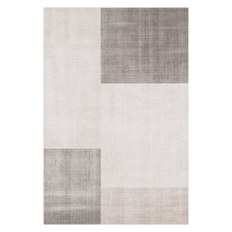 Orsa 120x180cm Small Contemporary Indoor Floor Rug with abstract, block-style design in neutral shades, featuring overlapping rectangles and squares with subtle woven textures, enhancing modern elegance and functionality.