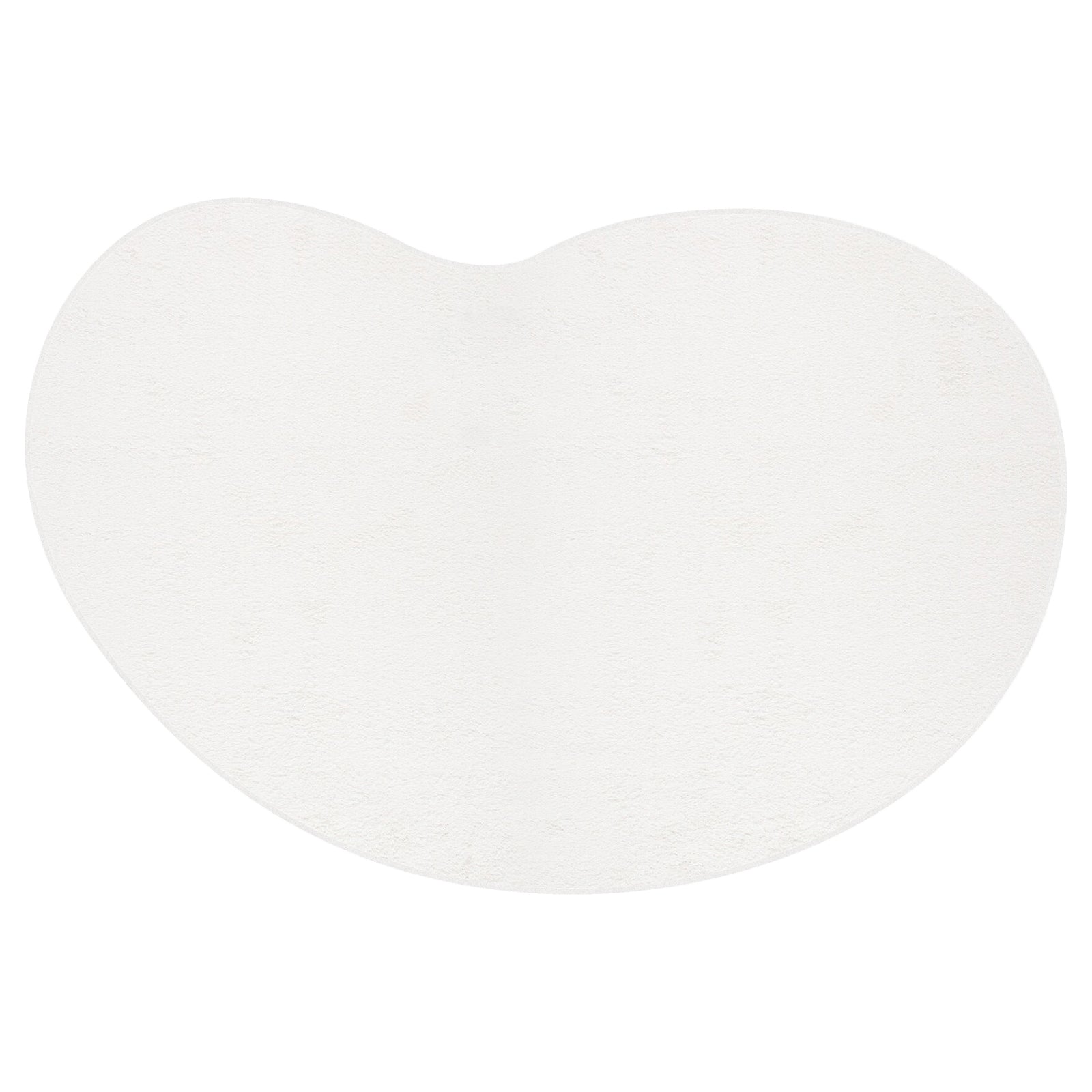 Parna 200 x 300cm Curved Shaggy Rug in Cream White, featuring a plush, kidney-bean shape, showcased against a plain backdrop, highlighting its luxurious texture and unique design.