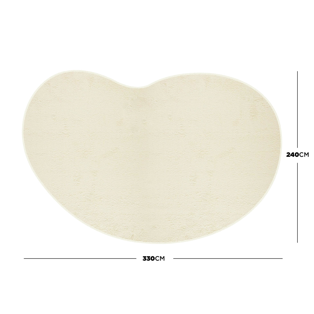 Parna 240 x 330cm Curved Shaggy Rug in Beige, featuring a large, amoeba-shaped design with a plush, high-pile texture, ideal for adding modern elegance to spacious interiors.