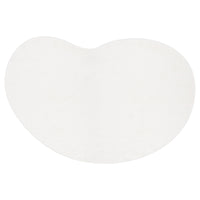 Parna Curved 240x330cm Large Shag Rug in Cream White, featuring a plush, kidney-bean shape with a softly textured, irregular oval design and a slight inward curve along the top edge.