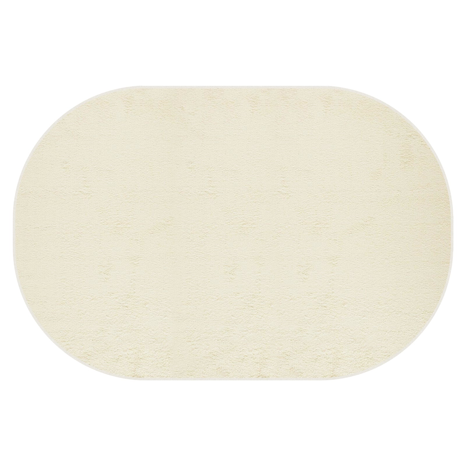 Pavla Oval Shaggy Rug - Beige 240 x 330cm, a plush, oval-shaped rug with a soft, shaggy texture, displayed on a plain white background, highlighting its inviting and cosy design.