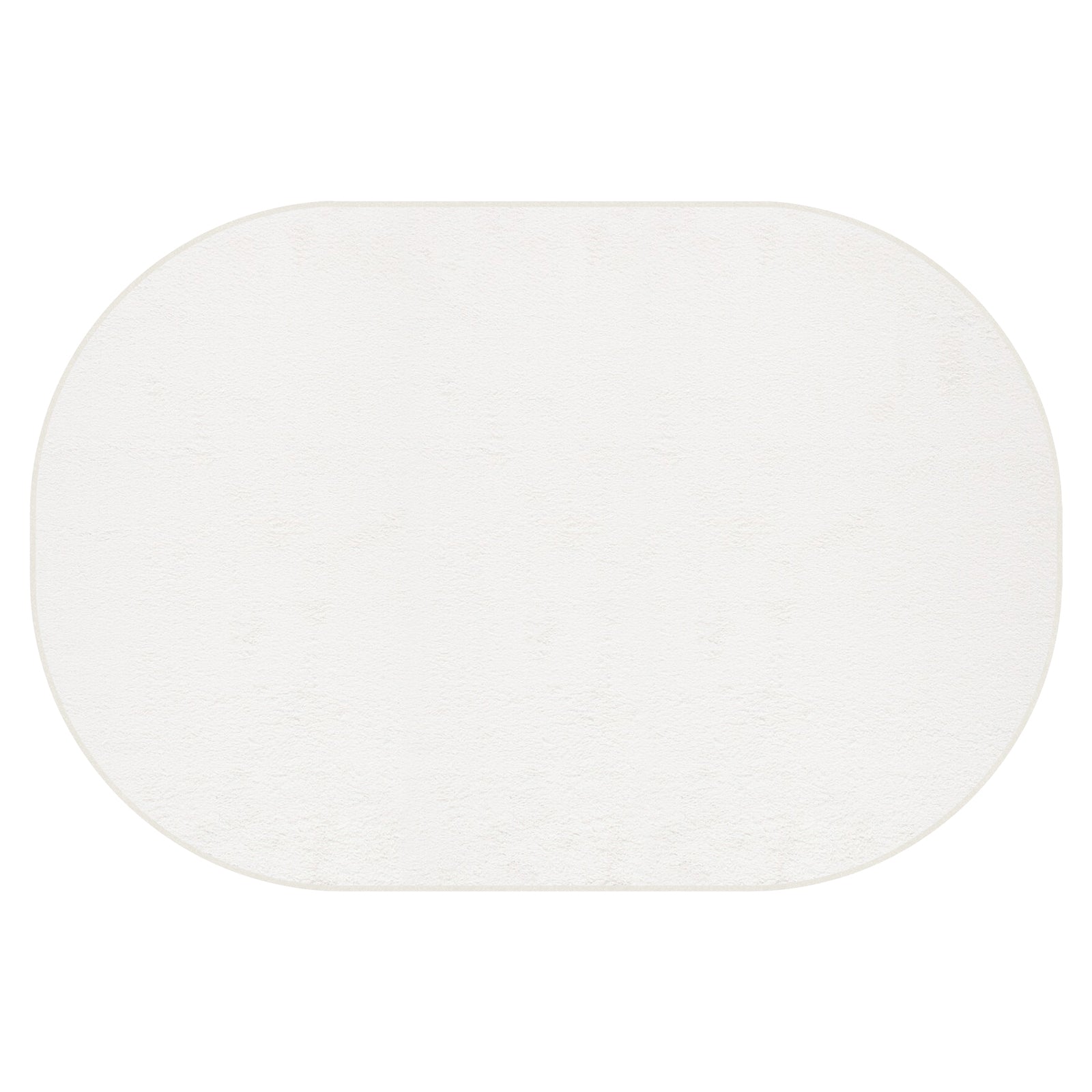 Pavla 300 x 400cm Oval Shaggy Rug in Cream White, showcasing its simple oval shape and plush texture, creating a cozy, modern look on a plain white background.