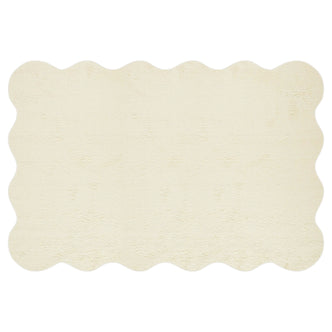 Pixie 240x330cm Wavy Large Shag Rug in Beige features a plush, scalloped-edged design with a towel-like texture, offering a stylish and cozy addition to any living space.