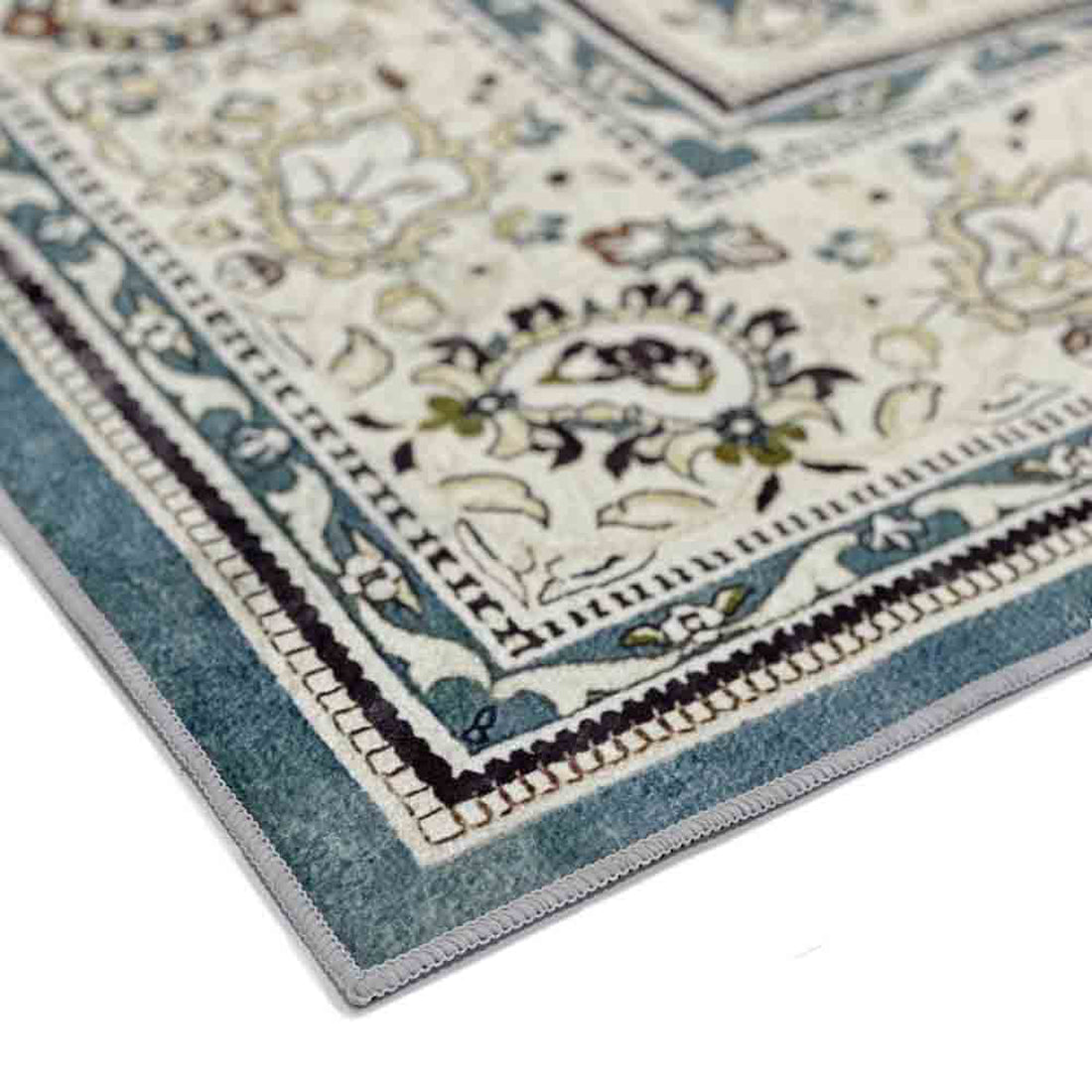 Roshni Distressed Persian Silky Rug 120x170cm features intricate floral medallion patterns with a distressed, vintage look, ideal for enhancing interior spaces with its luxurious, soft feel.