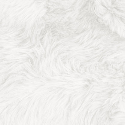 Shaddi 120cm Round Shaggy Soft Fluffy Fur Rug in White, showcasing a plush, shaggy texture resembling faux fur, highlighting its luxurious and cosy feel, ideal for adding warmth and style to any room.
