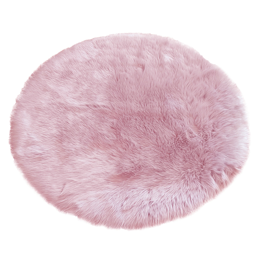 Shaddi 160cm Round Shaggy Soft Fluffy Fur Rug in Pink, showcasing a plush, long-pile faux-fur texture, exudes luxury and comfort, ideal for enhancing any room's aesthetic and warmth.