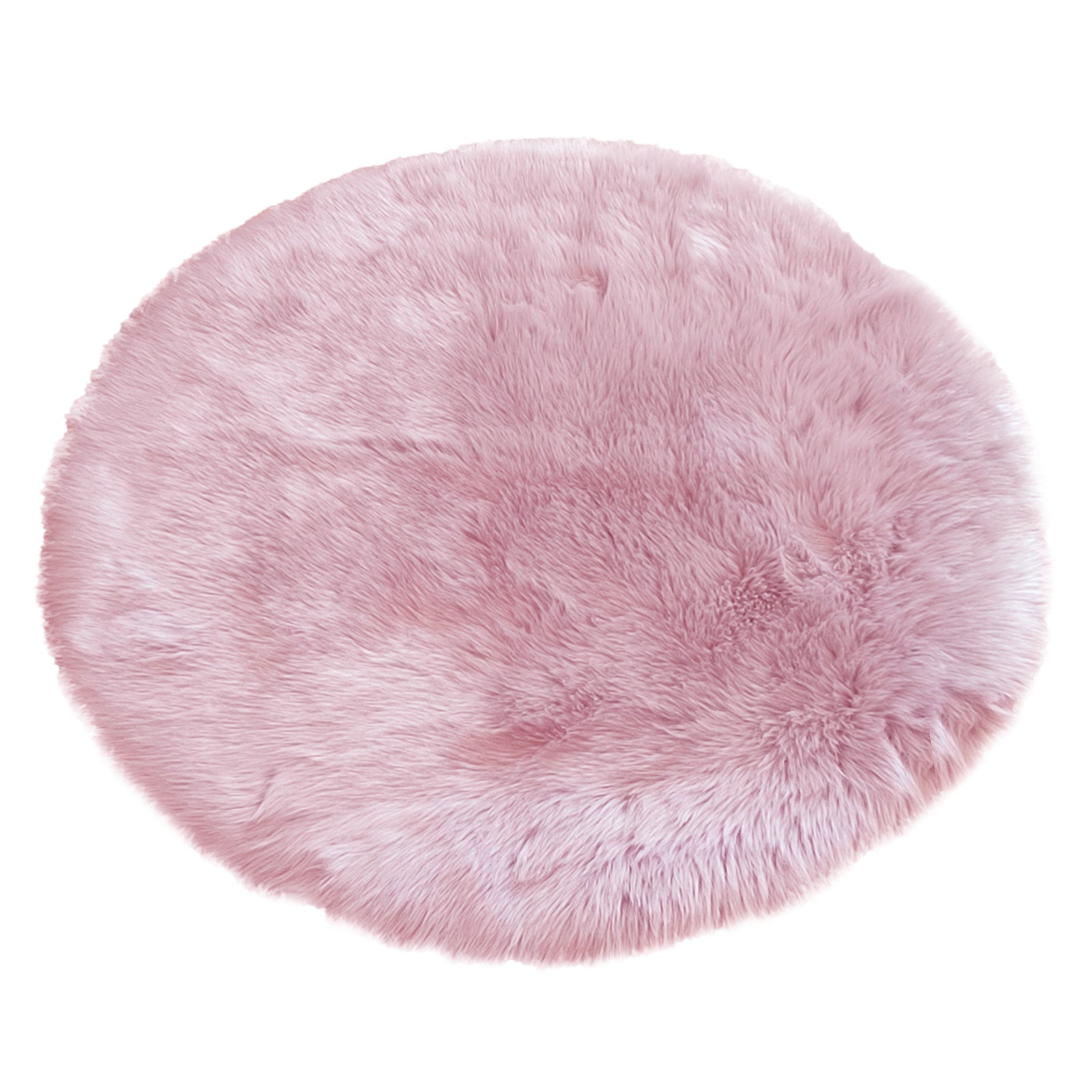 Shaddi 160cm Round Shaggy Soft Fluffy Fur Rug in Pink, showcasing a plush, long-pile faux-fur texture, exudes luxury and comfort, ideal for enhancing any room's aesthetic and warmth.