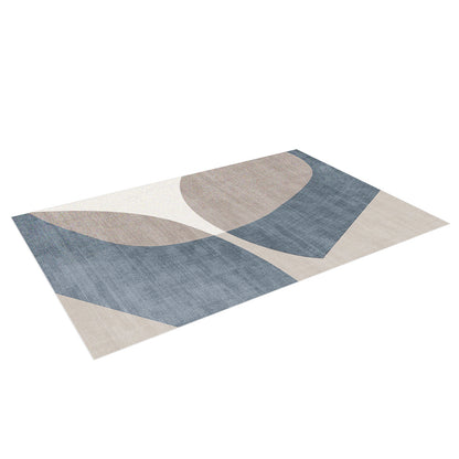 Sharya 200x300cm Abstract Indoor Floor Rug featuring overlapping geometric shapes and sweeping curves in a modern, abstract design. The muted tones create an elegant, tranquil ambience for contemporary spaces.