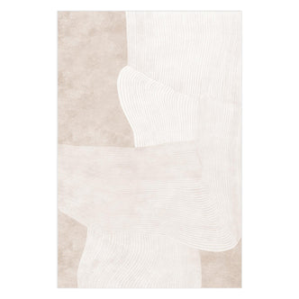 Vastra Modern Abstract Floor Rug 160 x 230cm features minimalist overlapping organic shapes with fine ribbed textures in soft tones, offering a calming, modern aesthetic suitable for contemporary interiors.