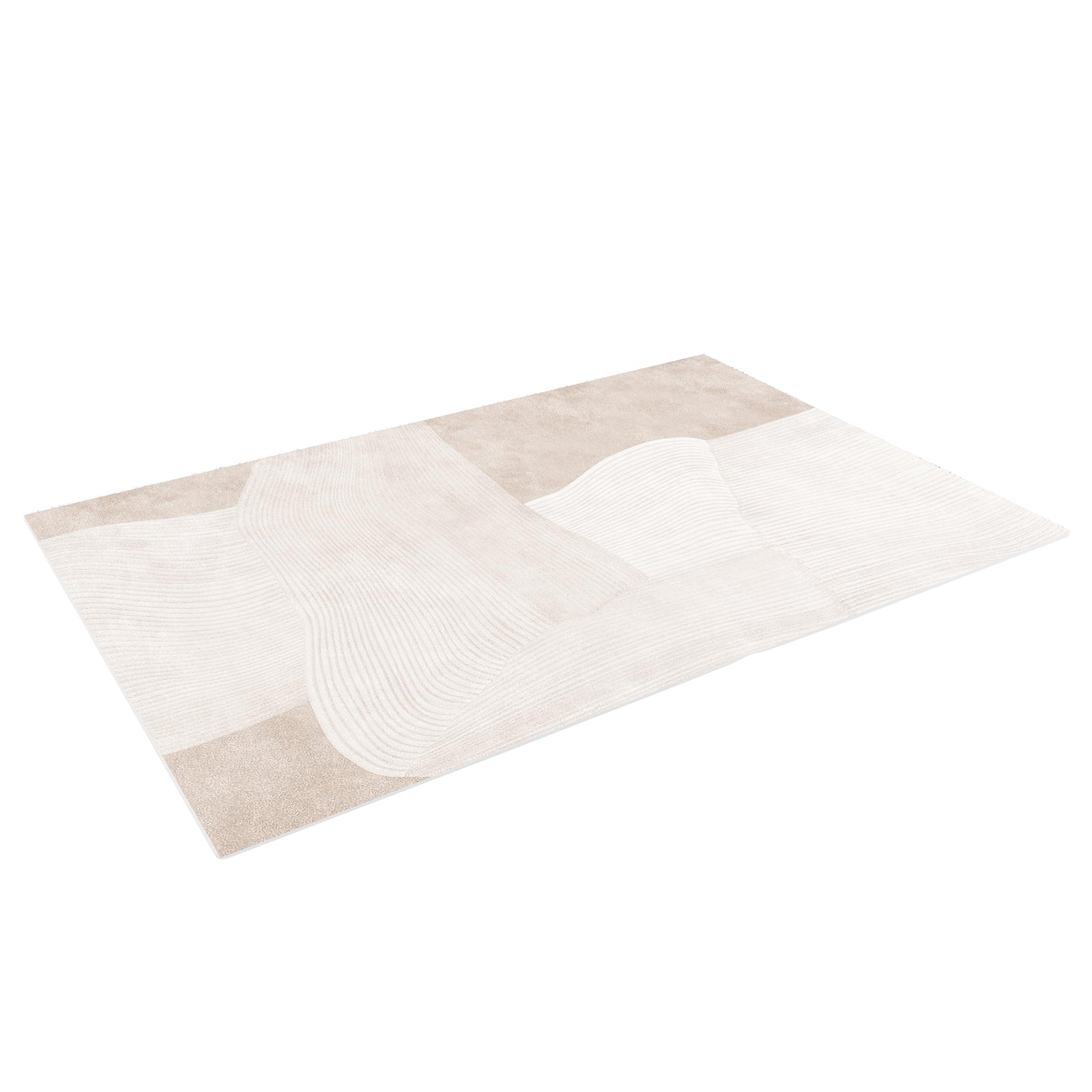 Vastra Modern Abstract Floor Rug 160 x 230cm displayed on a white background, features a neutral-tone palette with an abstract, gently undulating line pattern. Ideal for contemporary and minimalist settings.