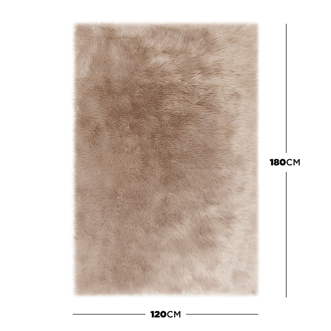 Zubuin 120x180cm Shaggy Plush Rectangular Rug in Beige, featuring a high-pile, fluffy texture. The rug measures 120 cm wide by 180 cm long, adding warmth and elegance to any room.