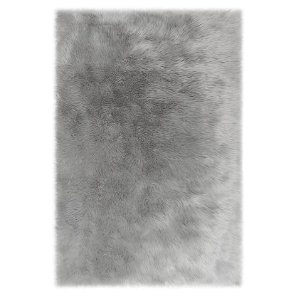 Zubuin 120x180cm Shaggy Plush Rectangular Rug in Grey, featuring a thick, long-pile texture resembling soft sheepskin, displayed flat. Ideal for adding a luxurious, cosy feel to any room.