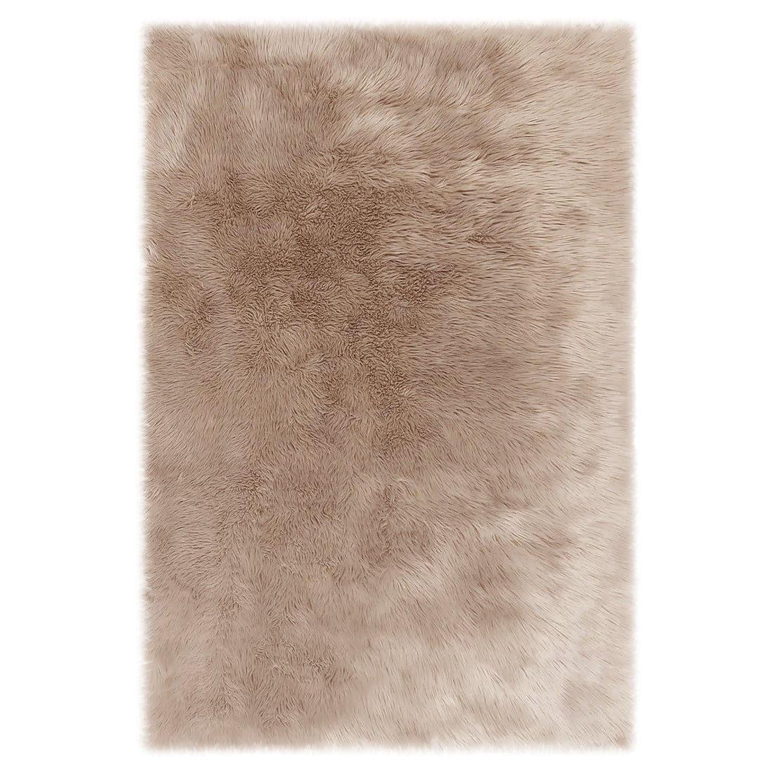 Zubuin 90x150cm Shaggy Plush Rectangular Rug in Beige, featuring a high-pile, faux-fur texture with a soft, luxurious appearance, ideal for adding warmth and elegance to any room.