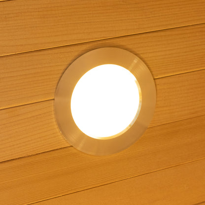 Close Up of Interior light of Harlow 3 Person Canadian Hemlock Infrared Home Sauna