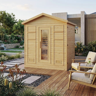 Kiima 6-Person Hybrid Infrared & Finnish Outdoor Sauna in Natural