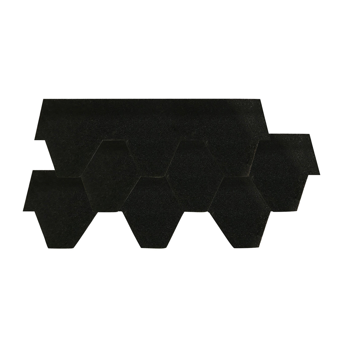 Luola 4-Person Barrel Sauna Roof Tiles – Asphalt (100 Pack); close-up of black hexagon-shaped asphalt tiles designed for weather protection and durability, enhancing the longevity of your outdoor sauna.