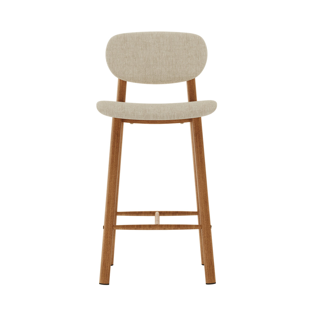 Afrim Linen Upholstered High-Back Bar Stool Set of 2 - Beige, featuring high-back design, premium linen upholstery, and sturdy metal legs, offering modern style and ergonomic comfort for dining or bar areas.