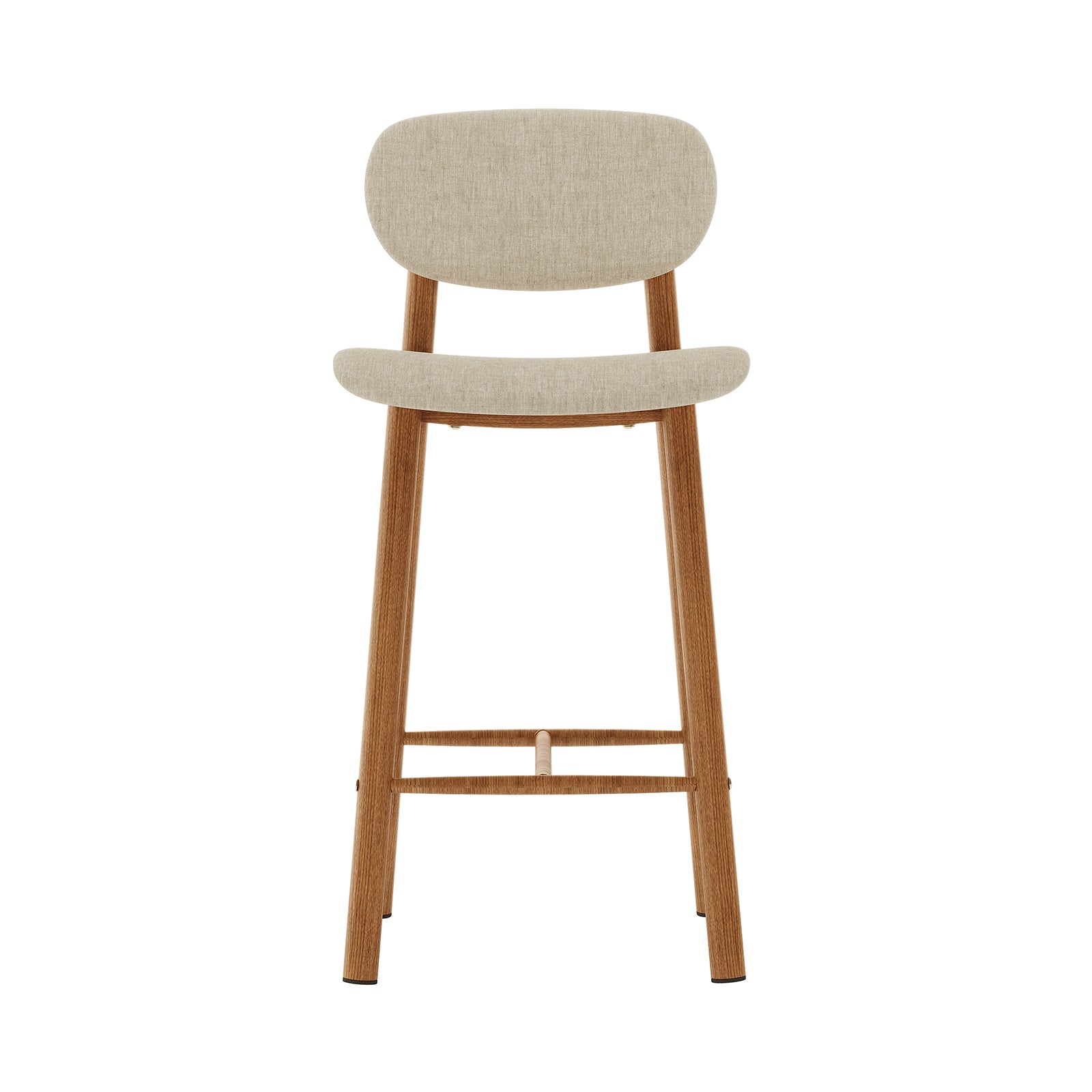 Afrim Linen Upholstered High-Back Bar Stool Set of 2 - Beige, featuring high-back design, premium linen upholstery, and sturdy metal legs, offering modern style and ergonomic comfort for dining or bar areas.